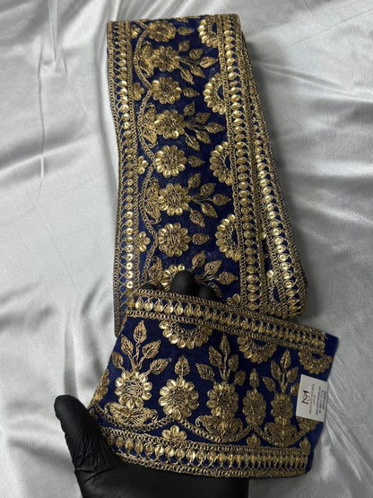 Golden Zari and Sequins Embroidered Border