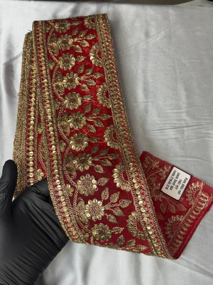 Golden Zari and Sequins Embroidered Border