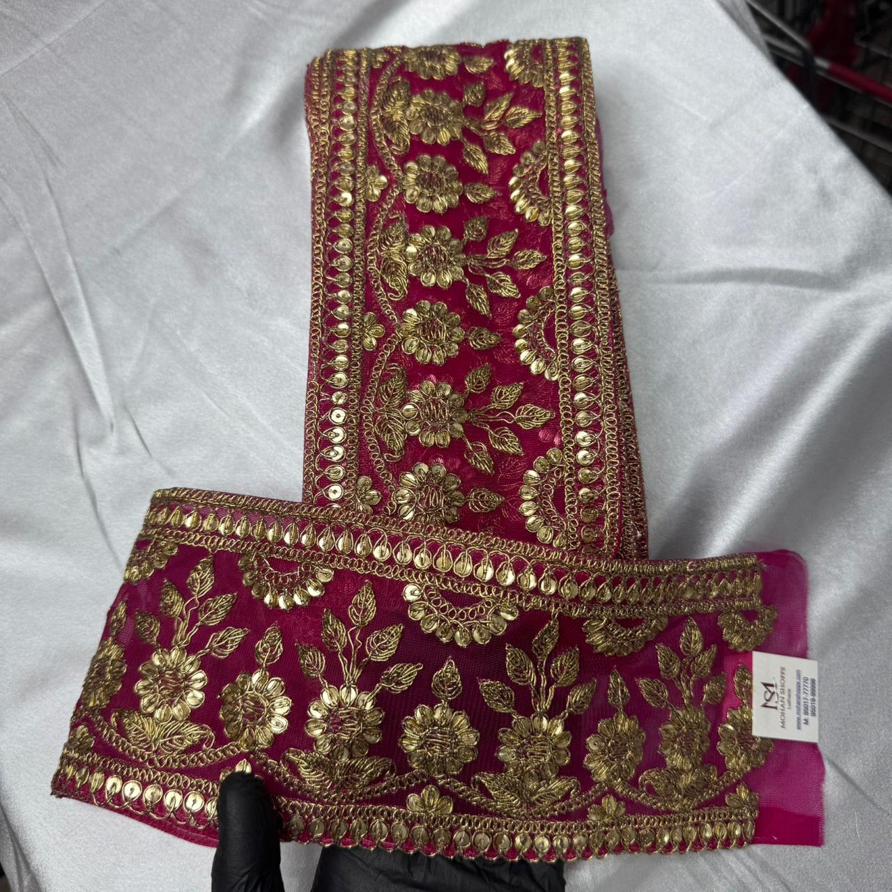 Golden Zari and Sequins Embroidered Border