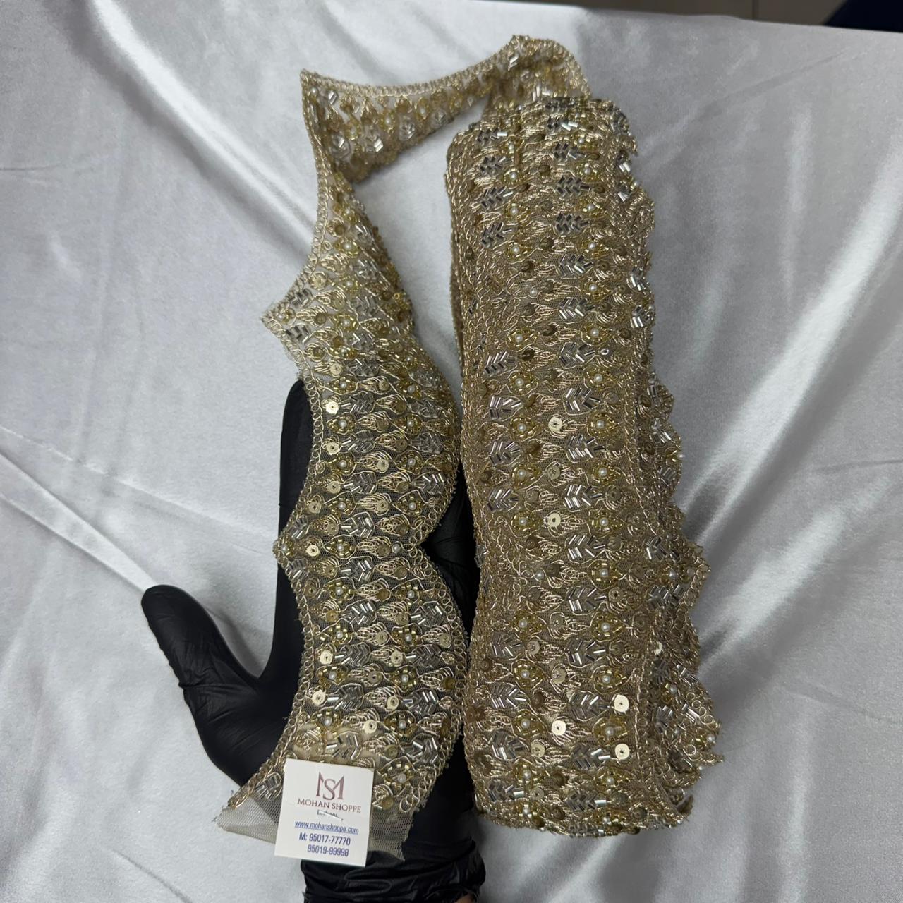 Premium Sequins & Bead Embellishment Lace Border