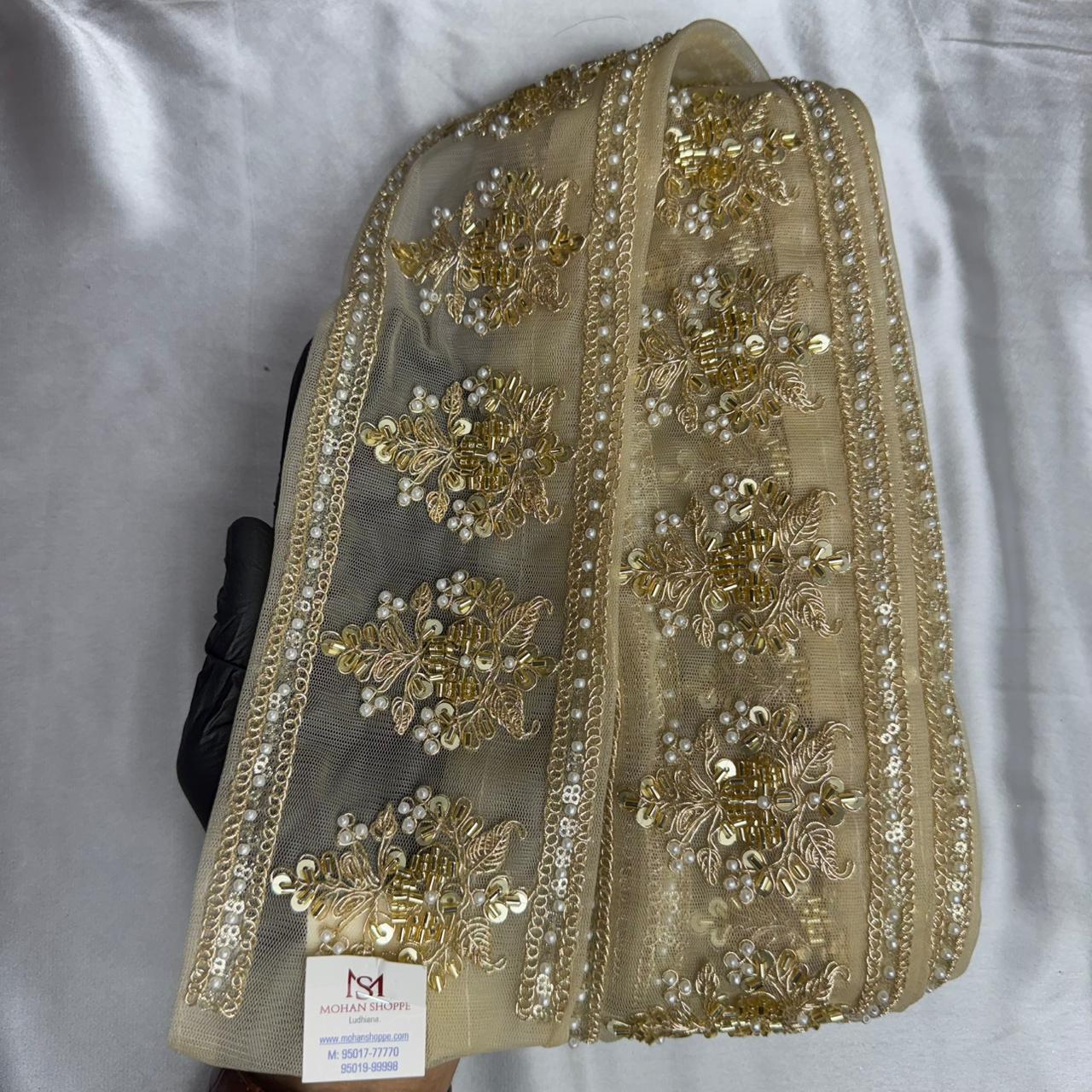 Beads and Pearl work Net Base Lace