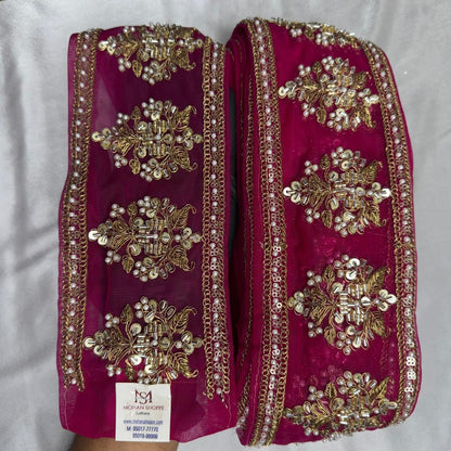 Beads and Pearl work Net Base Lace