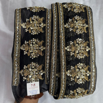Beads and Pearl work Net Base Lace