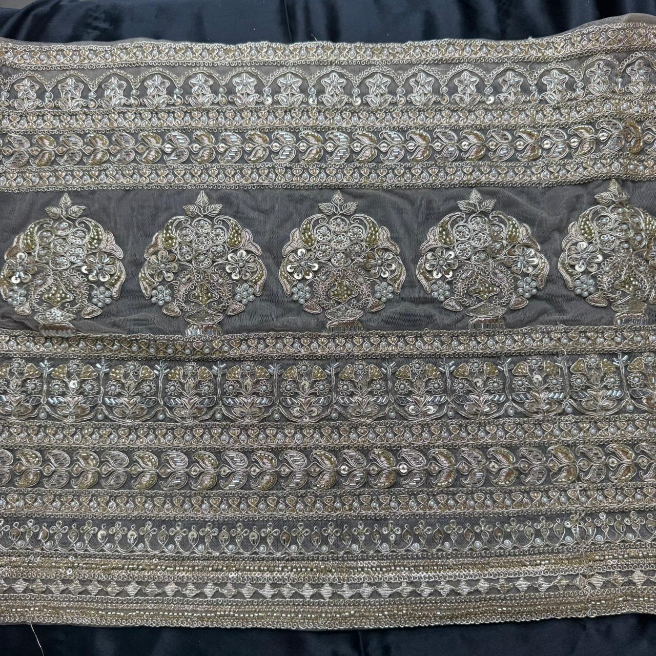 Heavy embellishment with pearls & Zari embroidery Lace