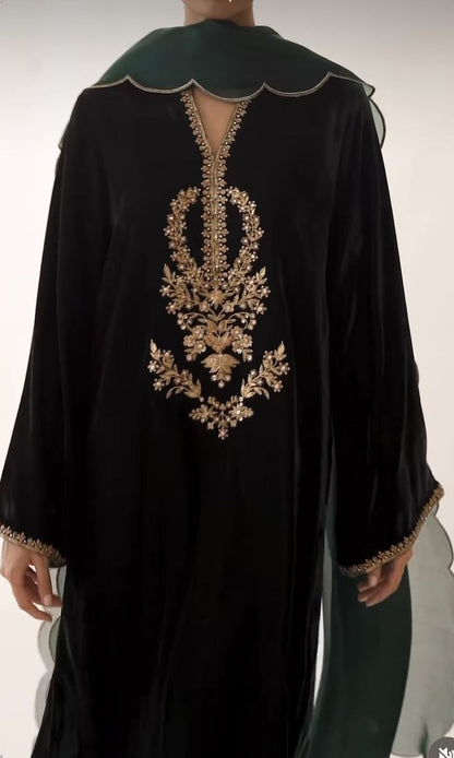 Light Gold Dabka work Handwork Neckline Patch