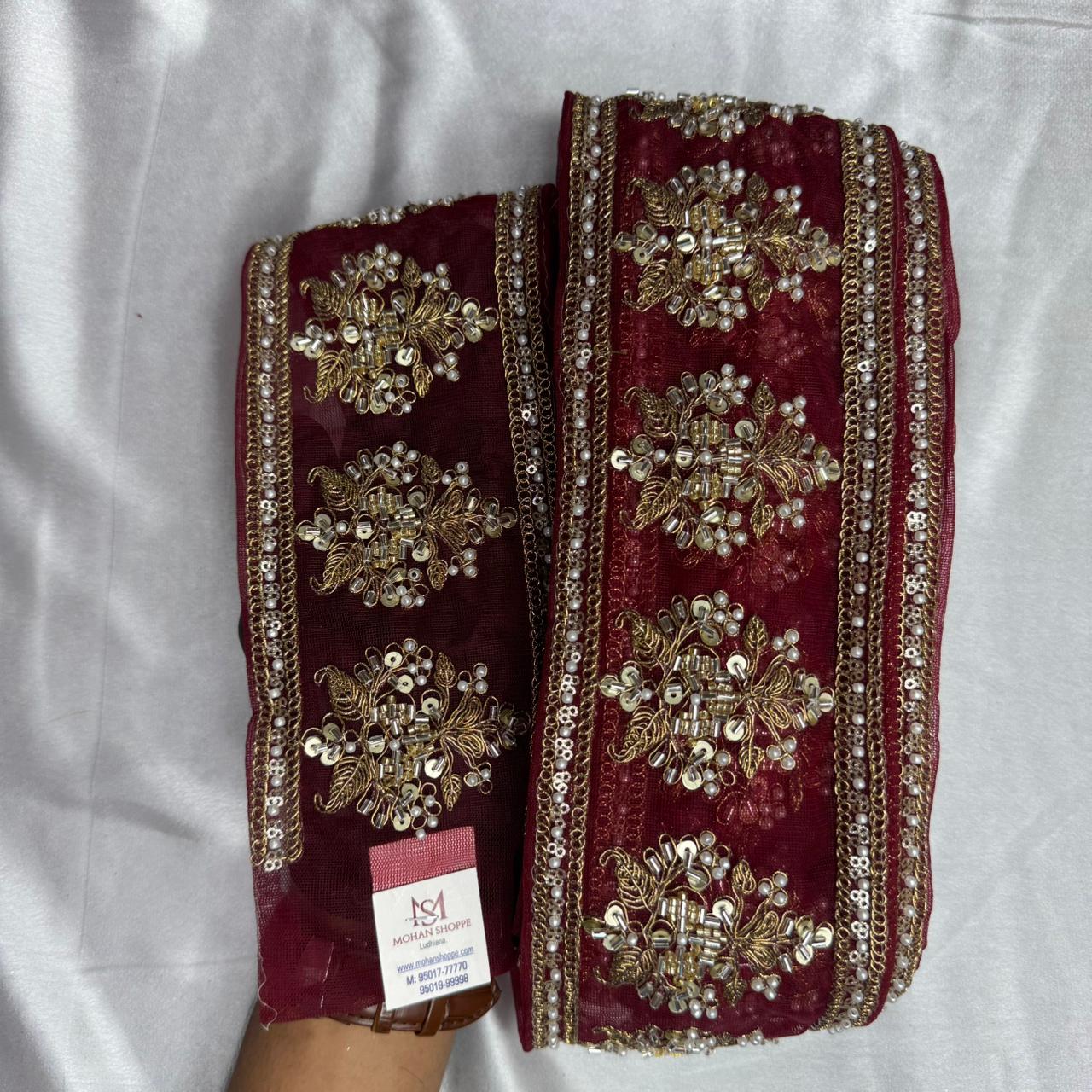 Beads and Pearl work Net Base Lace