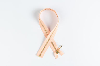 Peach Color Ykk Metal Zip with golden chain