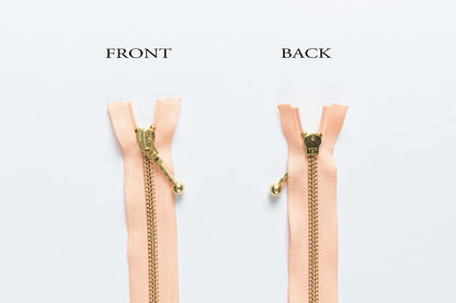 Peach Color Ykk Metal Zip with golden chain