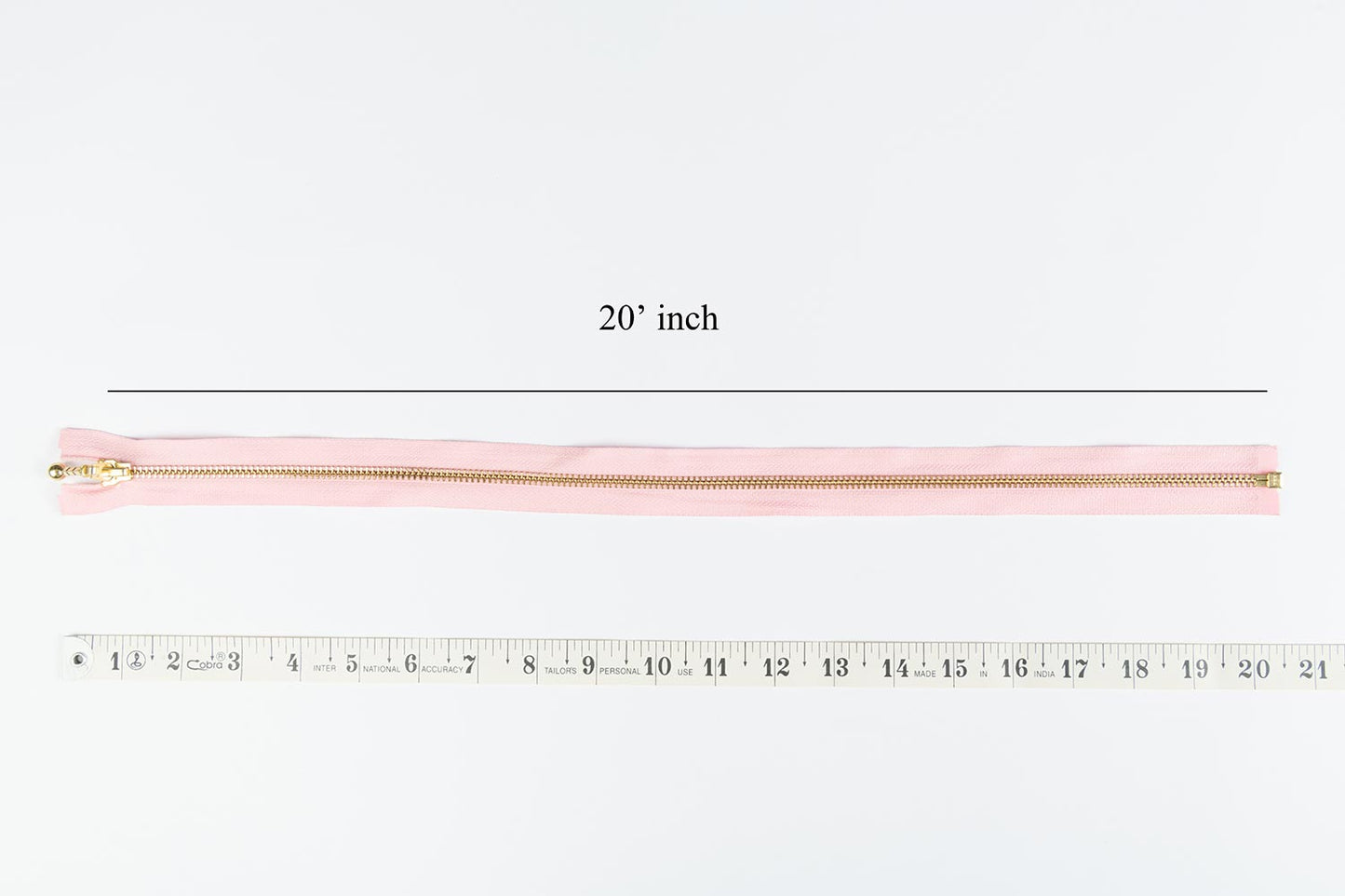 Light Pink Color Ykk Zip 20 inches with golden chain