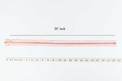 Light Pink Color Ykk Zip 20 inches with golden chain