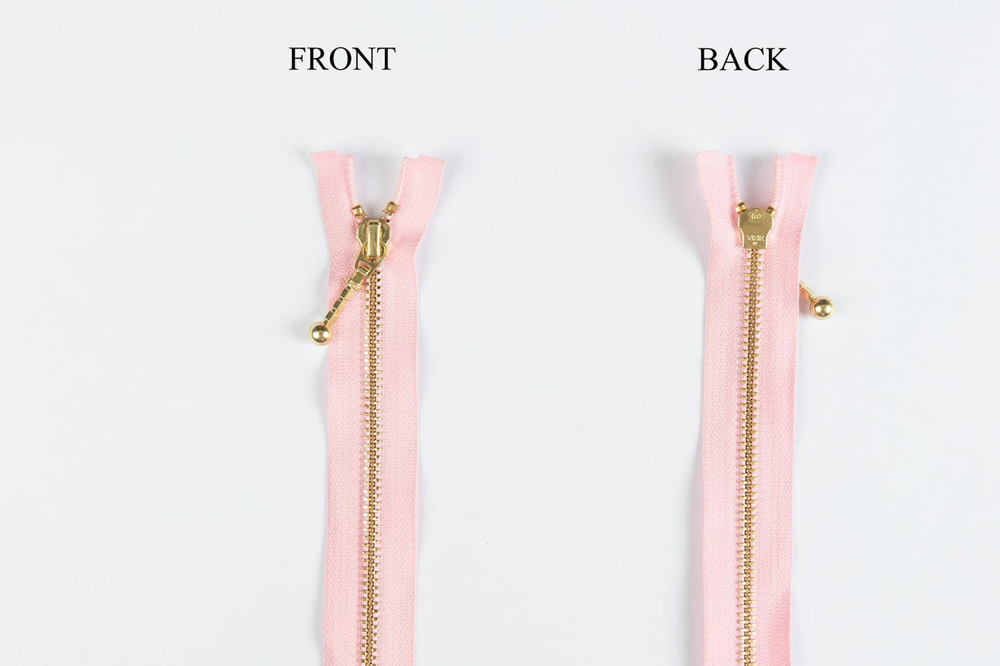 Light Pink Color Ykk Zip 20 inches with golden chain