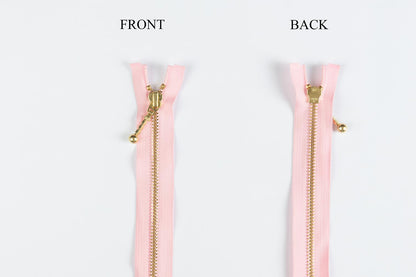 Light Pink Color Ykk Zip 20 inches with golden chain