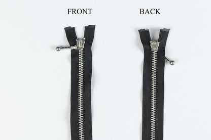 Black Color Ykk Zip with Silver Chain 20 25 inches