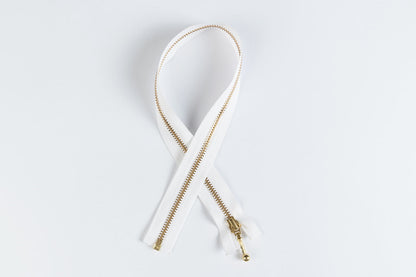 White Color Ykk Zip with Golden chain 20 25 inches