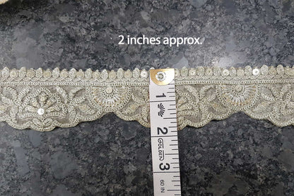Water Golden color Sequins and Zari work Lace Border