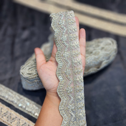 Silver color Zari lace
