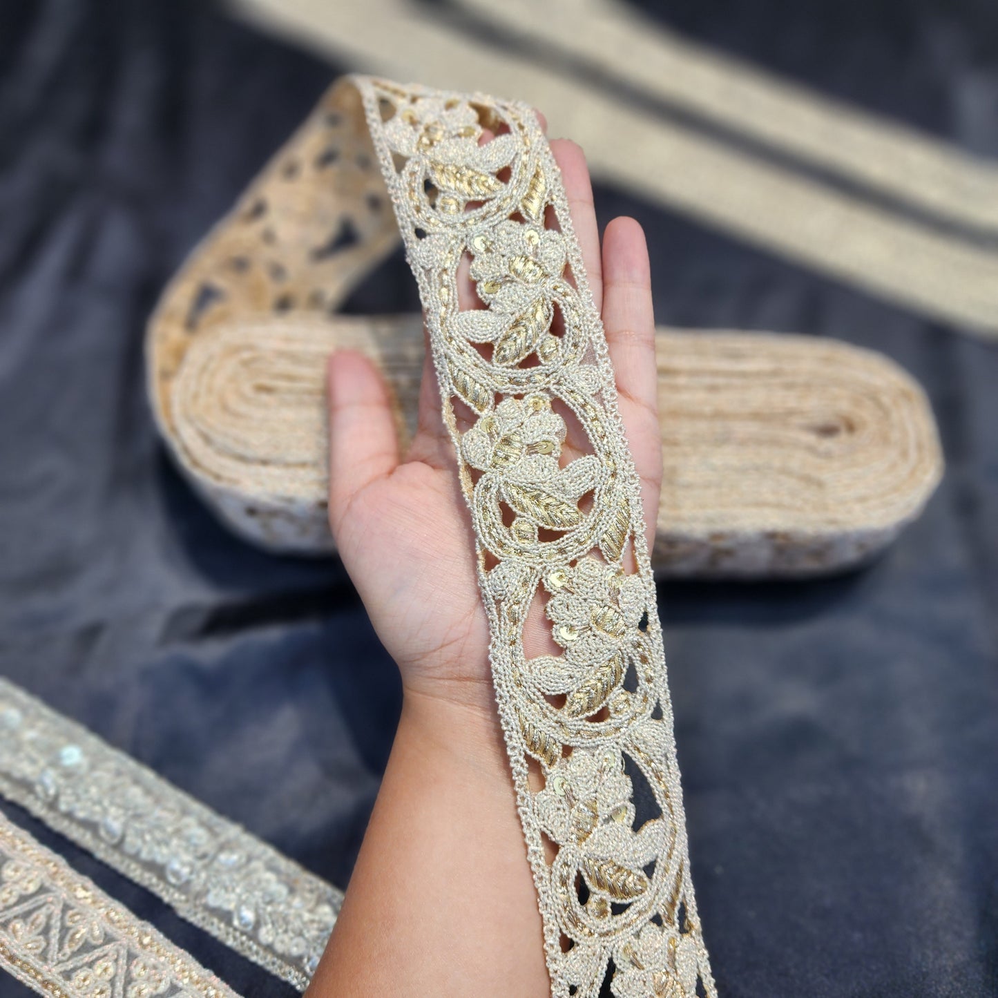Rose Gold designer Zari lace