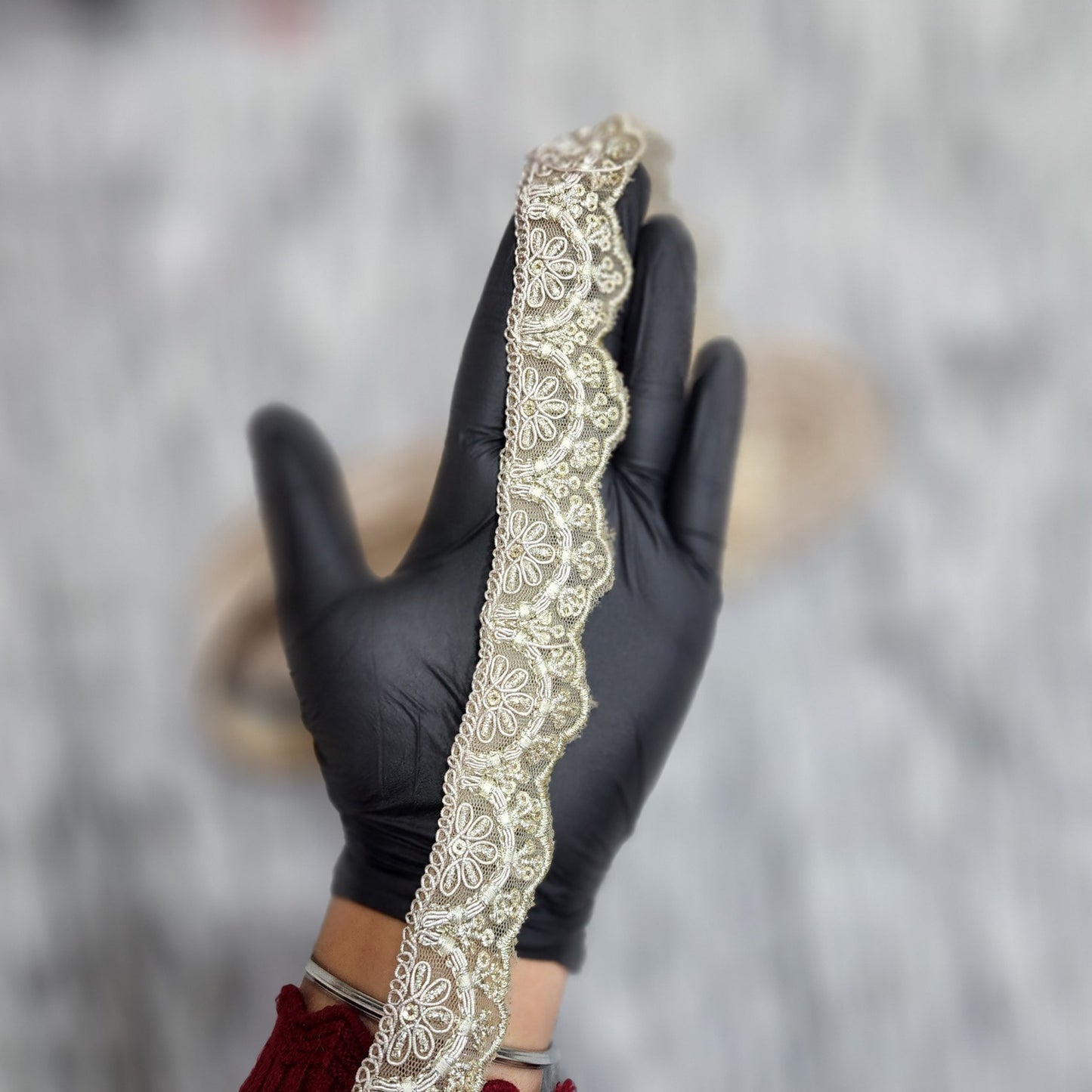 Silver color Fancy Zari Cutwork lace