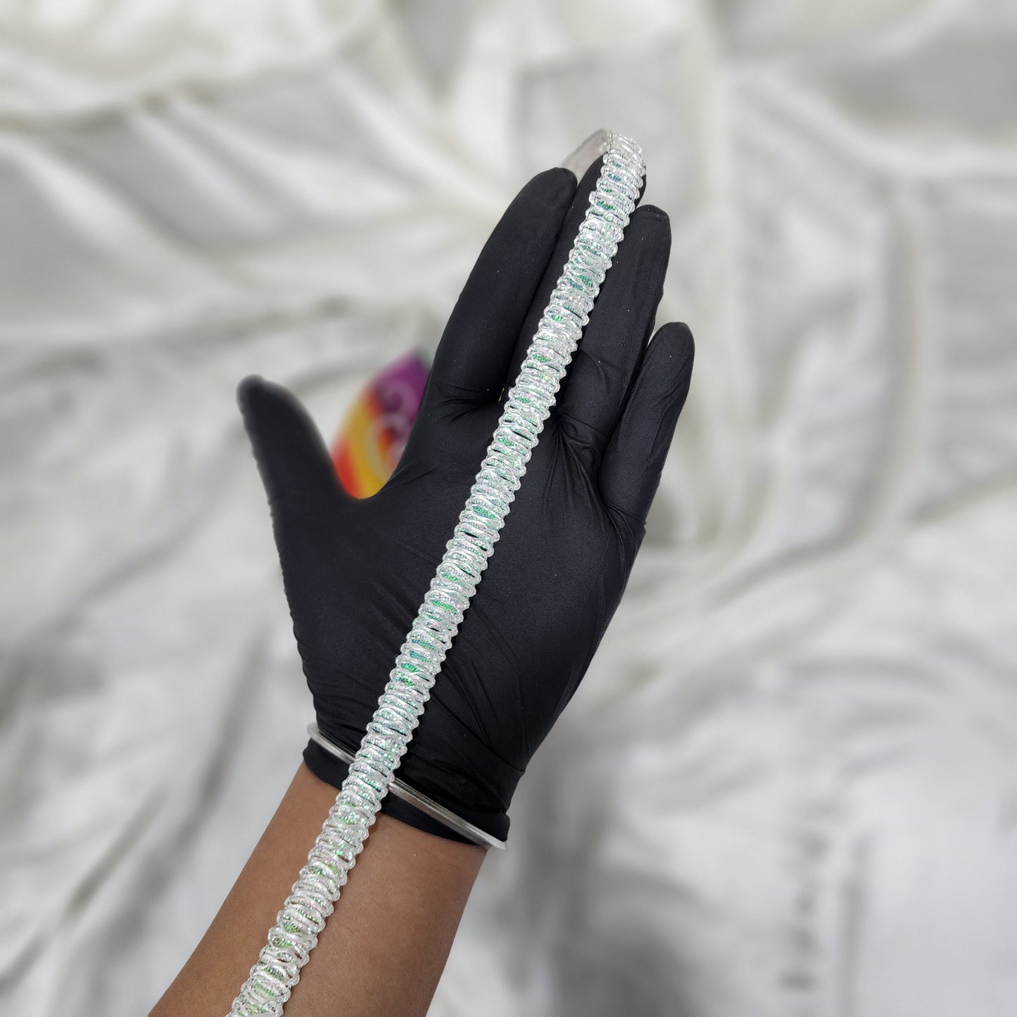 White Rainbow color Zari lace
