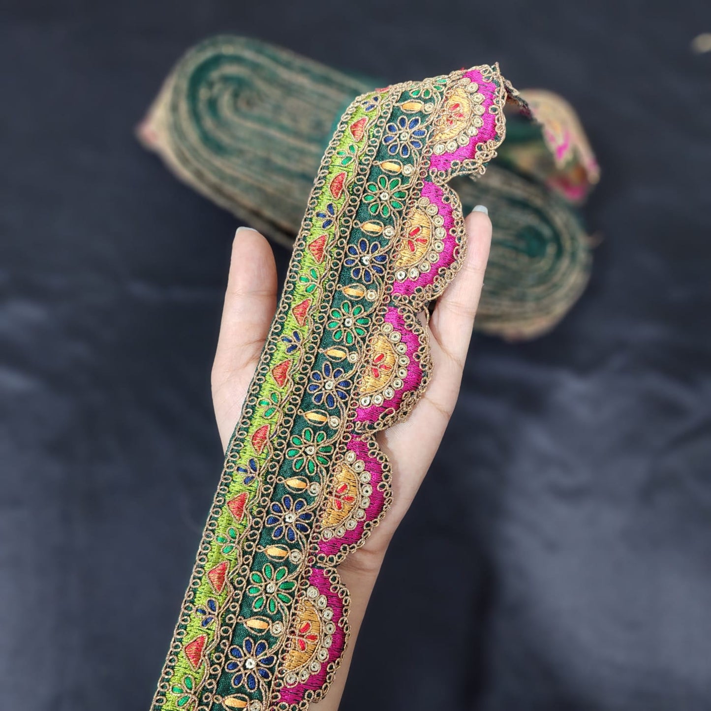 Multicolor Zari work Lace Border