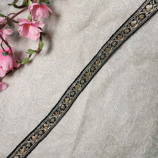 Black color Zari work Lace Border