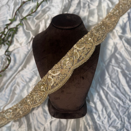 Golden Zari work Bird Design Border Lace