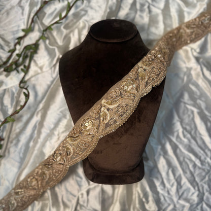 Golden Zari work Bird Design Border Lace