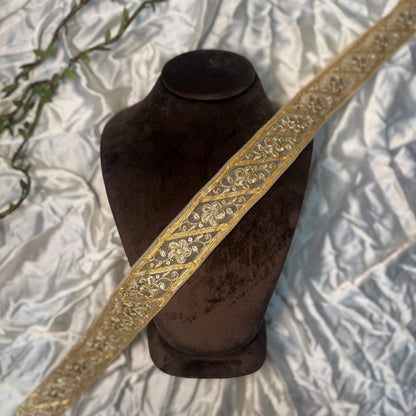 Golden Zari work Net Base Border