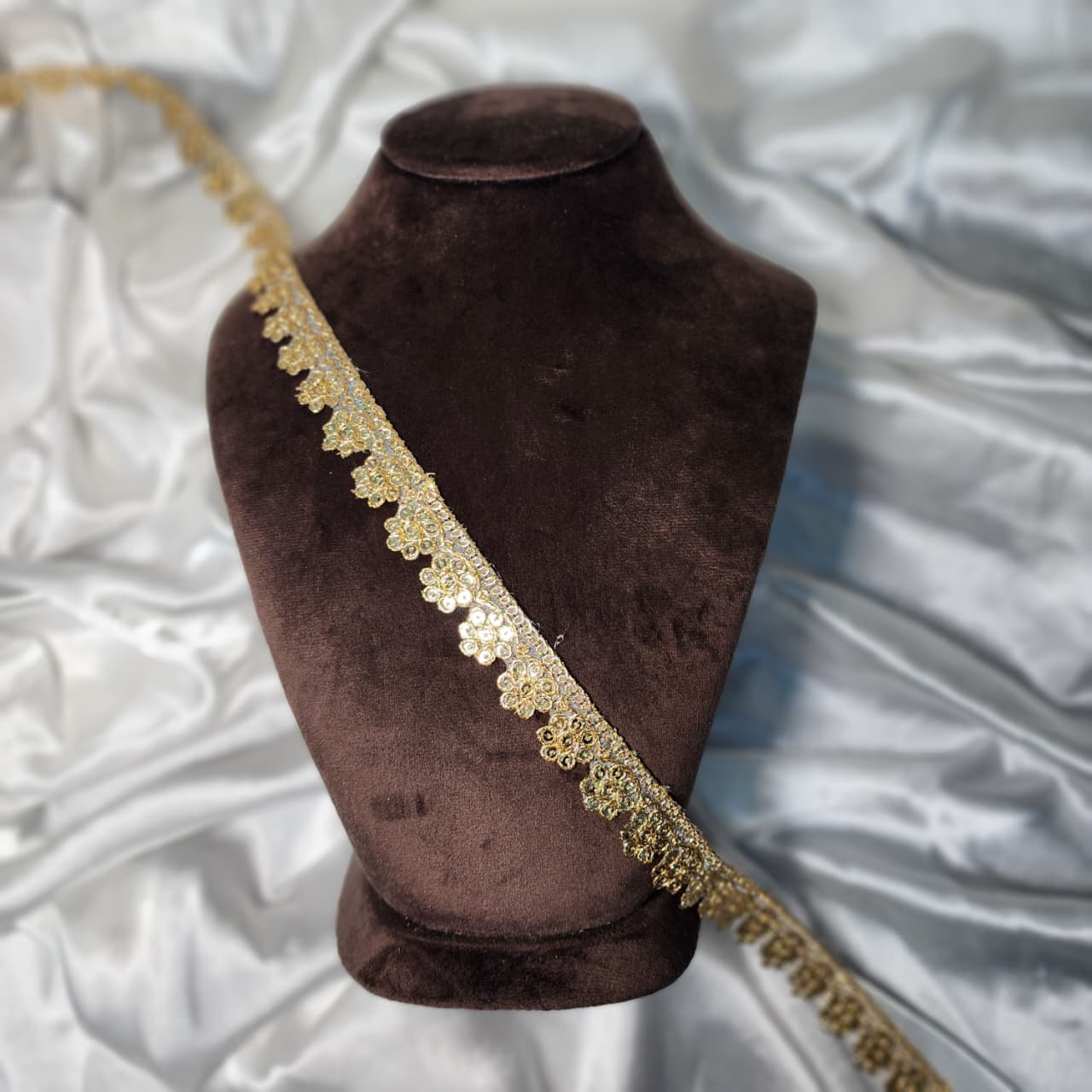 Elegant Cutwork design with sequin detailing Lace Border