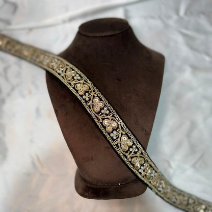 Royal Floral Gold Embroidery Lace Border