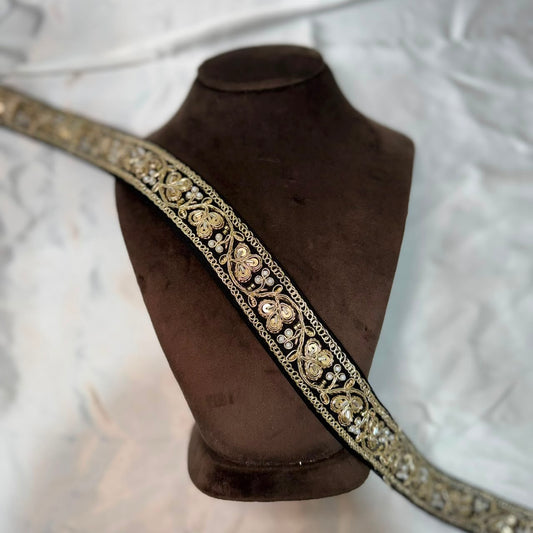 Royal Floral Gold Embroidery Lace Border