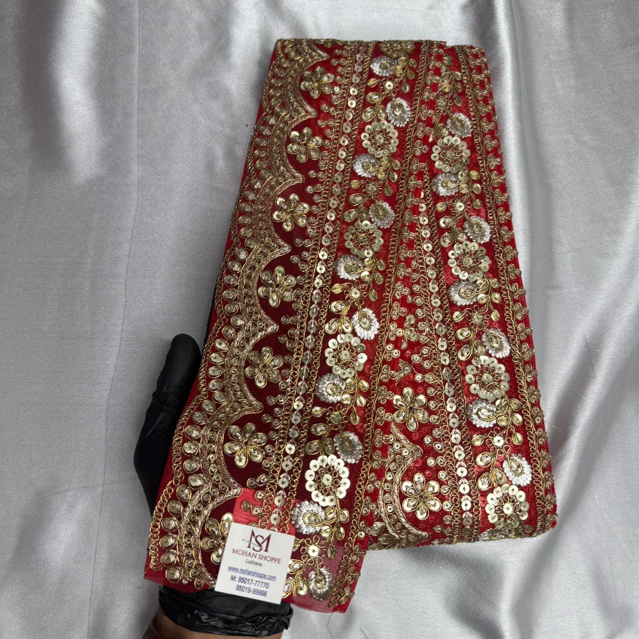 Golden Sequins and Zari Embroidery Lace