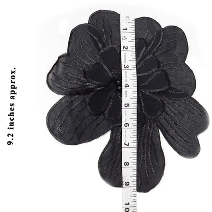Cotton Flower with Beads Work Patch Applique (1 piece)