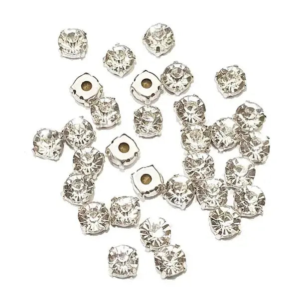 Sew On Rhinestone Softy Chaton's in Flat Back Metal Setting 6mm