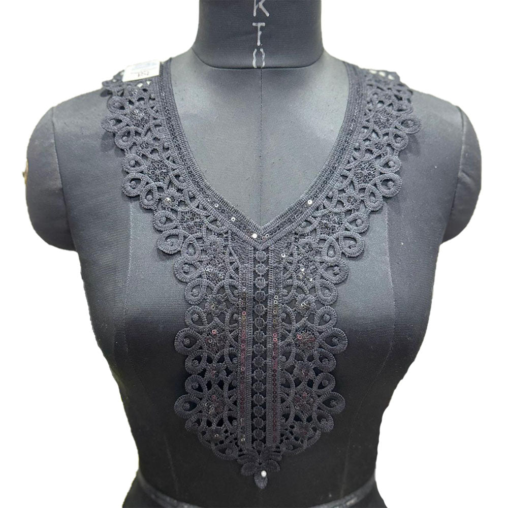 Black color Cotton Neckline Patch