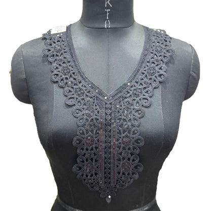 Black color Cotton Neckline Patch