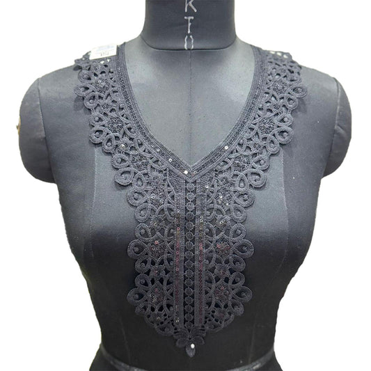 Black color Cotton Neckline Patch