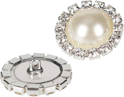 Designer Stonework Pearl Buttons Silver Base