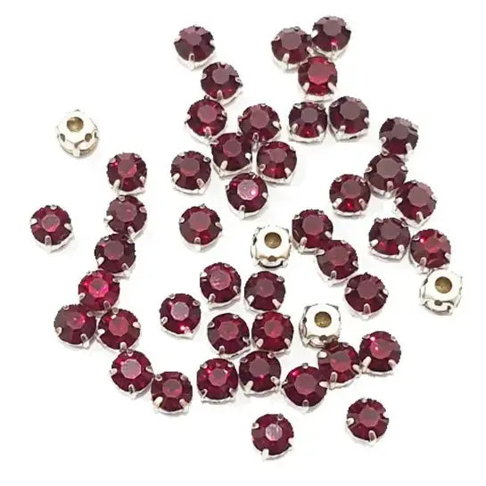 Sew On Rhinestone Softy Chaton's in Flat Back Metal Setting 6mm