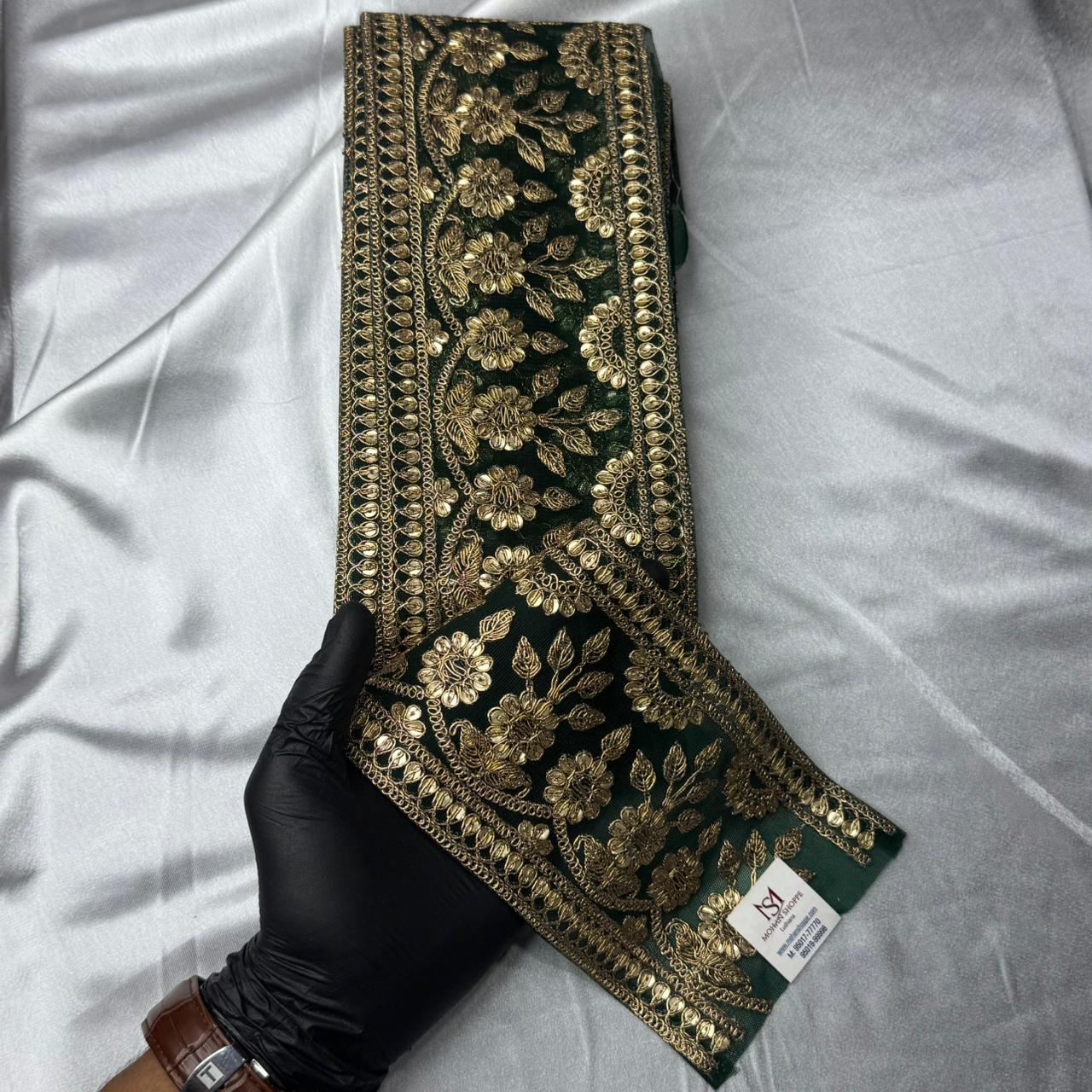 Golden Zari and Sequins Embroidered Border