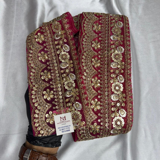 Golden Sequins and Zari Embroidery Lace