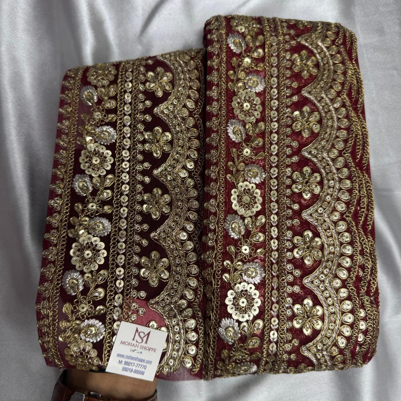 Golden Sequins and Zari Embroidery Lace