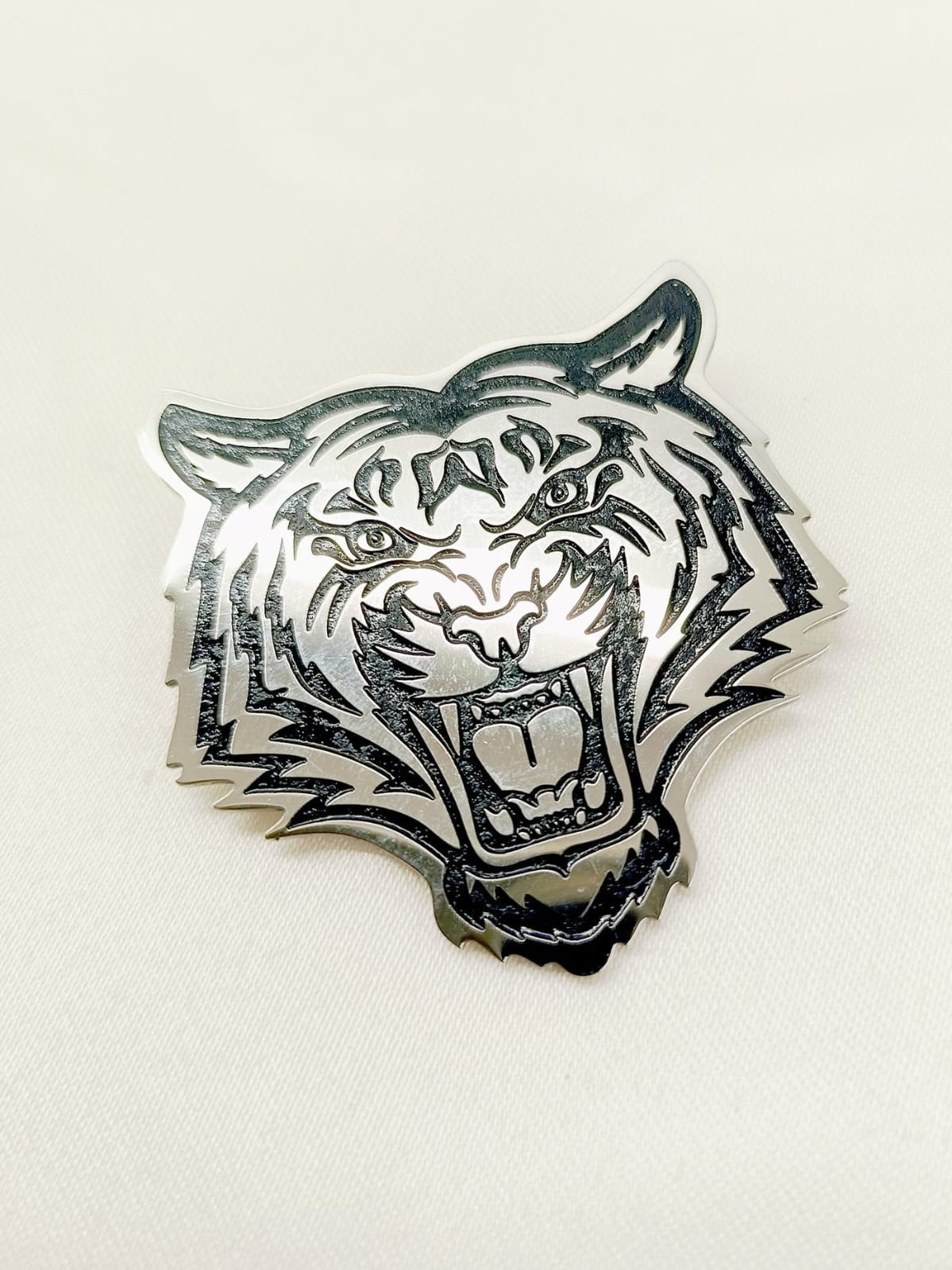 Silver Black Lion Face Brooch Lapel Pin with back pin